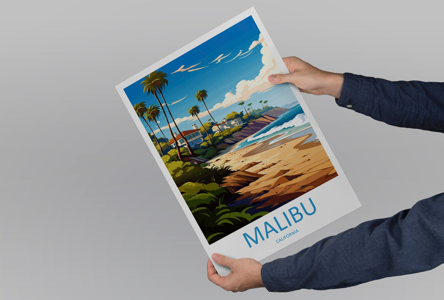 Malibu Travel Print Wall Art Malibu Wall Hanging Home Décor Malibu Gift Art Lovers California Art Lover Gift Malibu Decor