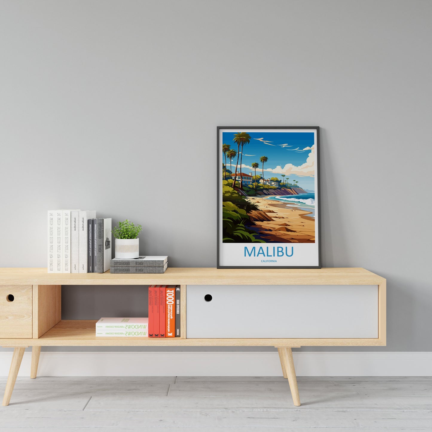 Malibu Travel Print Wall Art Malibu Wall Hanging Home Décor Malibu Gift Art Lovers California Art Lover Gift Malibu Decor
