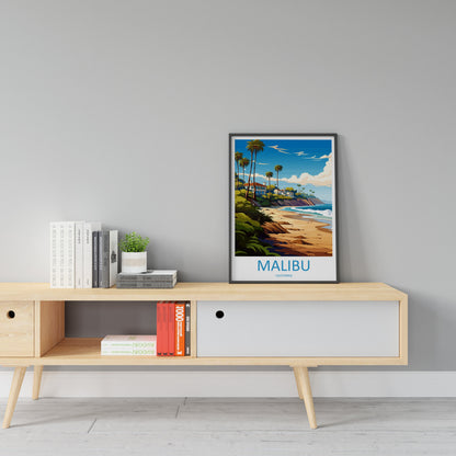 Malibu Travel Print Wall Art Malibu Wall Hanging Home Décor Malibu Gift Art Lovers California Art Lover Gift Malibu Decor