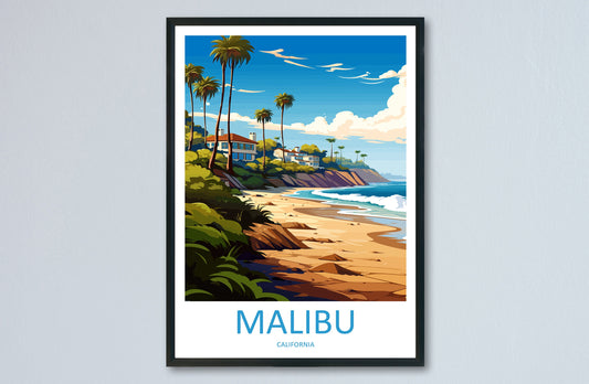 Malibu Travel Print Wall Art Malibu Wall Hanging Home Décor Malibu Gift Art Lovers California Art Lover Gift Malibu Decor
