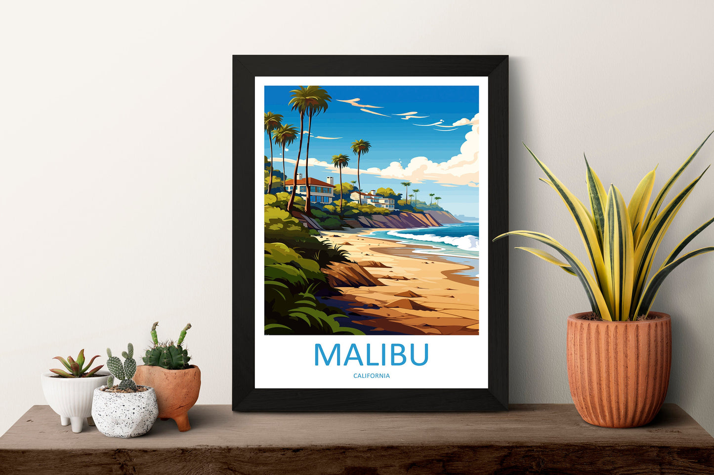 Malibu Travel Print Wall Art Malibu Wall Hanging Home Décor Malibu Gift Art Lovers California Art Lover Gift Malibu Decor