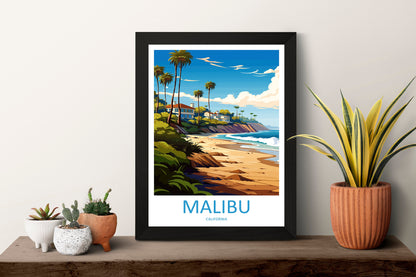 Malibu Travel Print Wall Art Malibu Wall Hanging Home Décor Malibu Gift Art Lovers California Art Lover Gift Malibu Decor