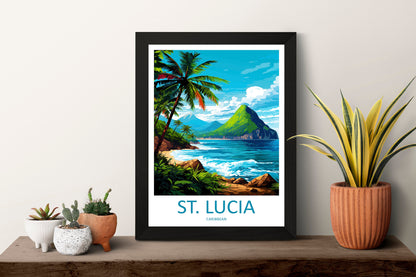Saint Lucia Travel Print Wall Art Saint Lucia Wall Hanging Home Décor Saint Lucia Gift Art Lovers Wall Art Caribbean Travel Print Poster