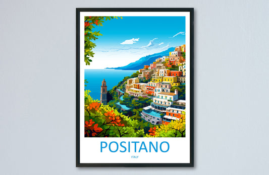 Positano Travel Print Wall Art Positano Wall Hanging Home Décor Positano Gift Art Lovers Italy Art Lover Gift Positano Print Positano Art