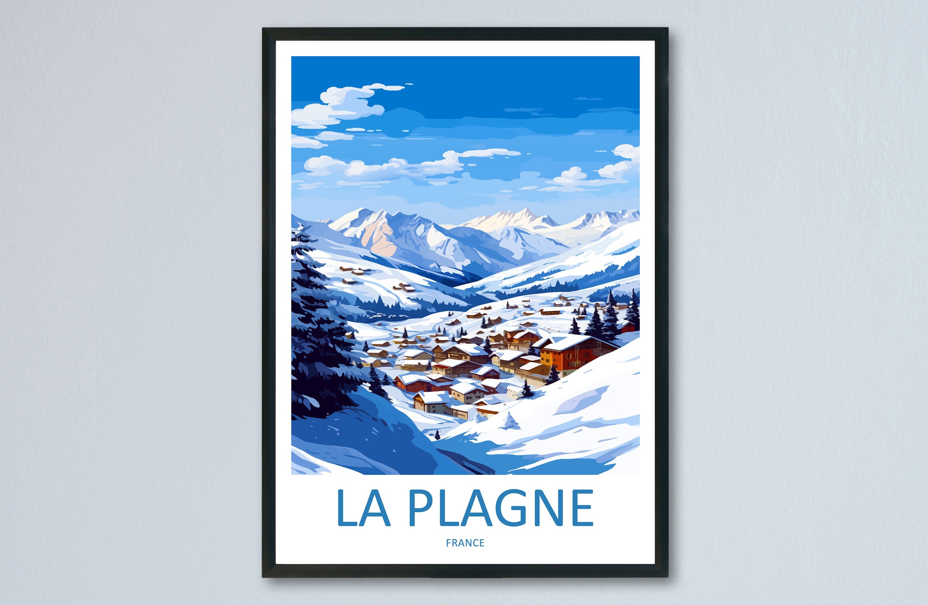 La Plagne Travel Print Wall Art La Plagne Wall Hanging Home Décor La Plagne Gift Art Lovers Ski Art Lover Gift La Plagne Print Skiing