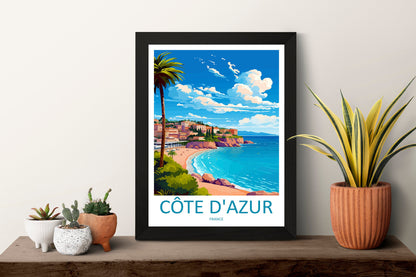 Cote D'azur Travel Print Wall Art Cote D'azur Wall Hanging Home Decor Cote D'azur France Gift Art Lovers Wall Art Print Art Cote D'azur