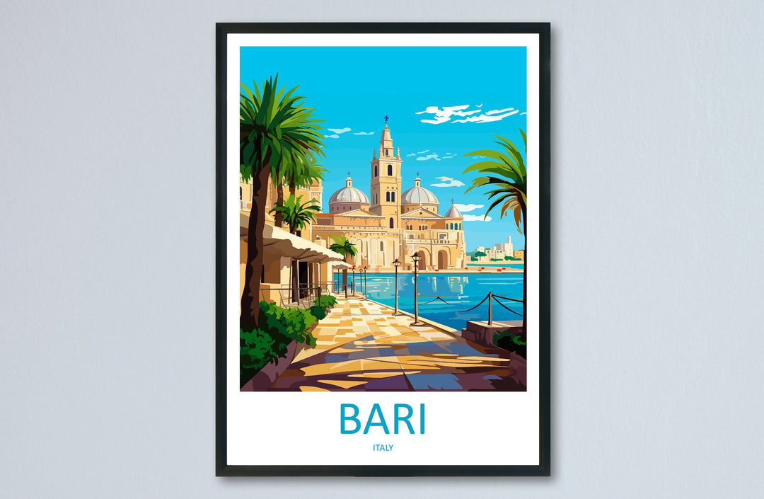 Bari Travel Print Wall Art Bari Italy Wall Hanging Home Decoration Bari Gift Art Lovers Wall Art Print Bari Italy