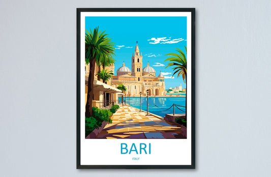 Bari Travel Print Wall Art Bari Italy Wall Hanging Home Decoration Bari Gift Art Lovers Wall Art Print Bari Italy