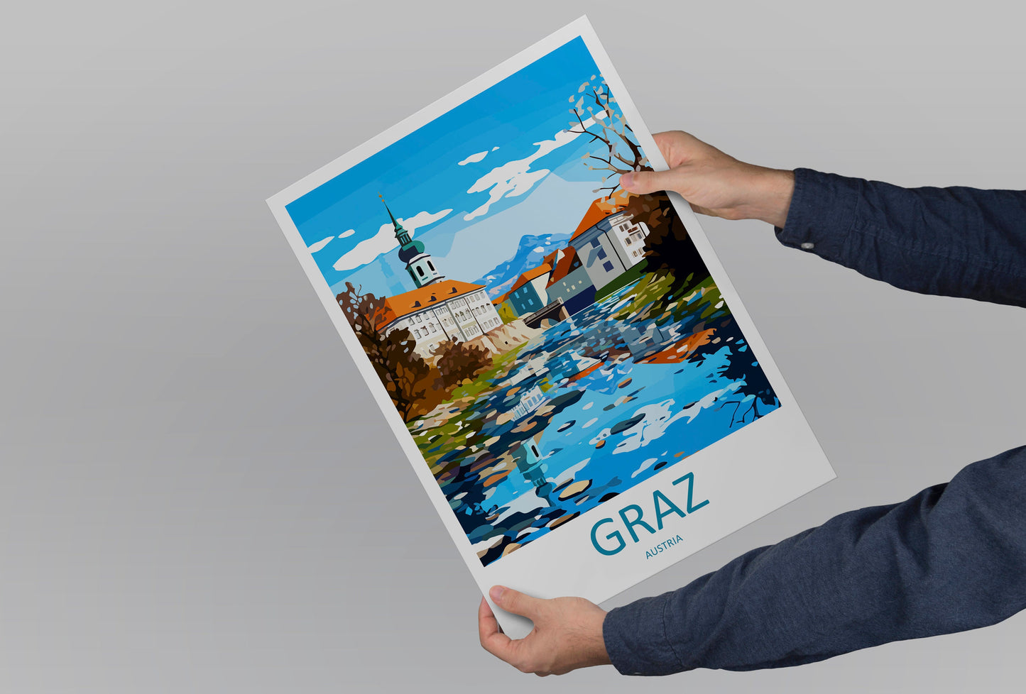 Graz Travel Print Wall Art Graz Wall Hanging Home Décor Graz Gift Art Lovers Austria Art Lover Gift Graz Travel Poster Graz Wall Poster