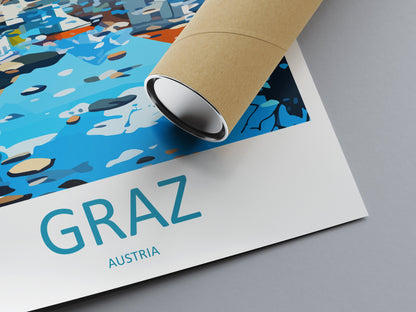Graz Travel Print Wall Art Graz Wall Hanging Home Décor Graz Gift Art Lovers Austria Art Lover Gift Graz Travel Poster Graz Wall Poster