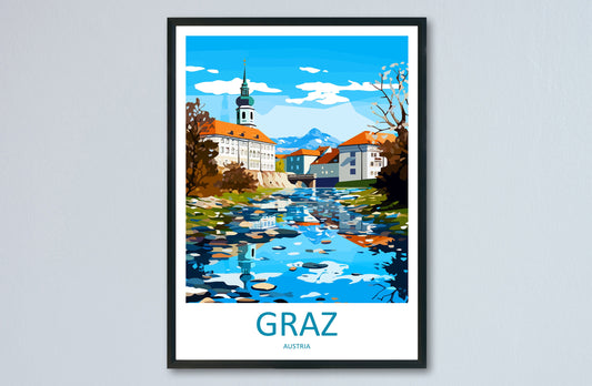 Graz Travel Print Wall Art Graz Wall Hanging Home Décor Graz Gift Art Lovers Austria Art Lover Gift Graz Travel Poster Graz Wall Poster