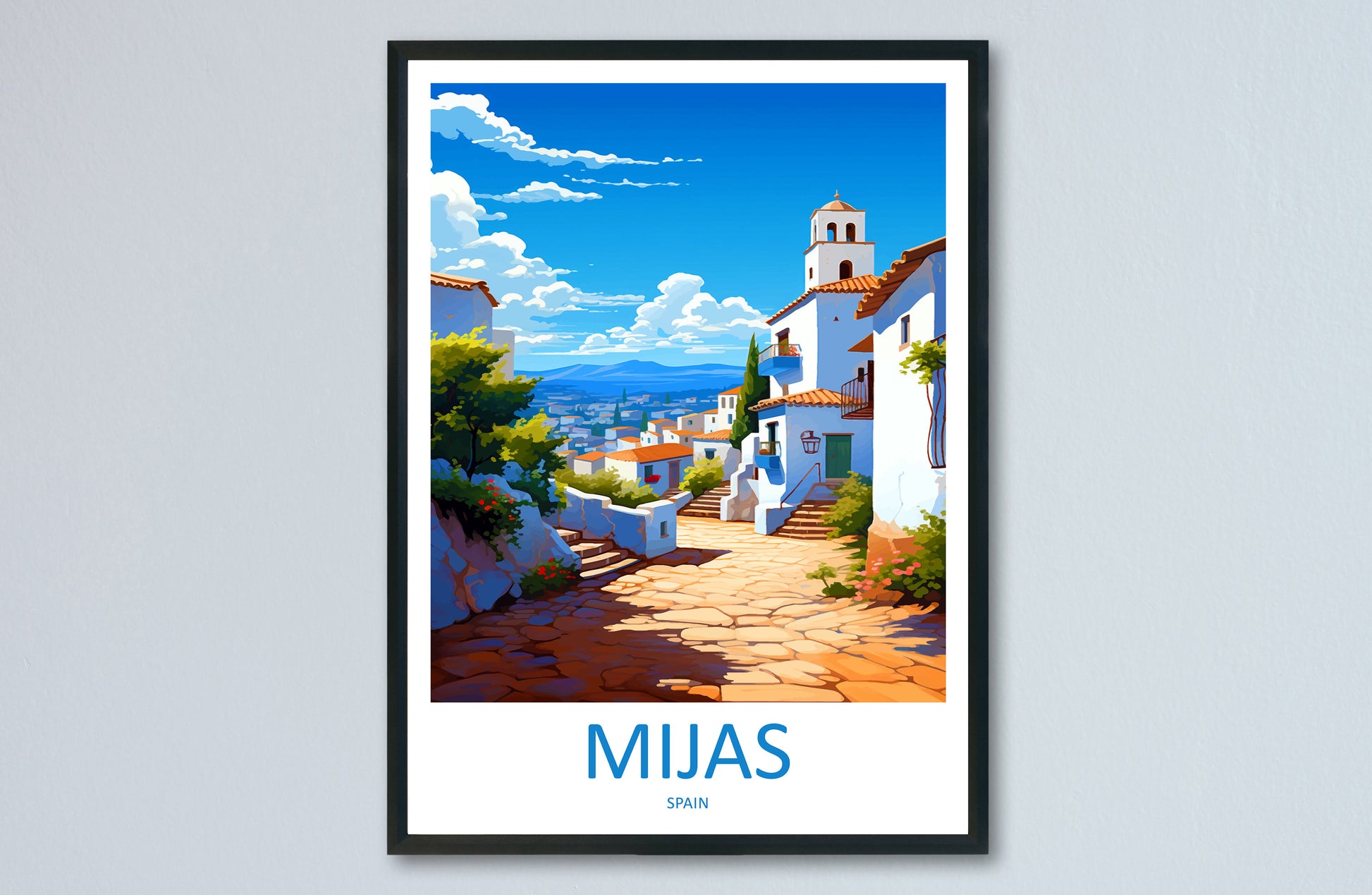 Mijas Travel Print Wall Art Mijas Wall Hanging Home Décor Mijas Gift Art Lovers Spain Art Lover Gift Mijas Print Spain