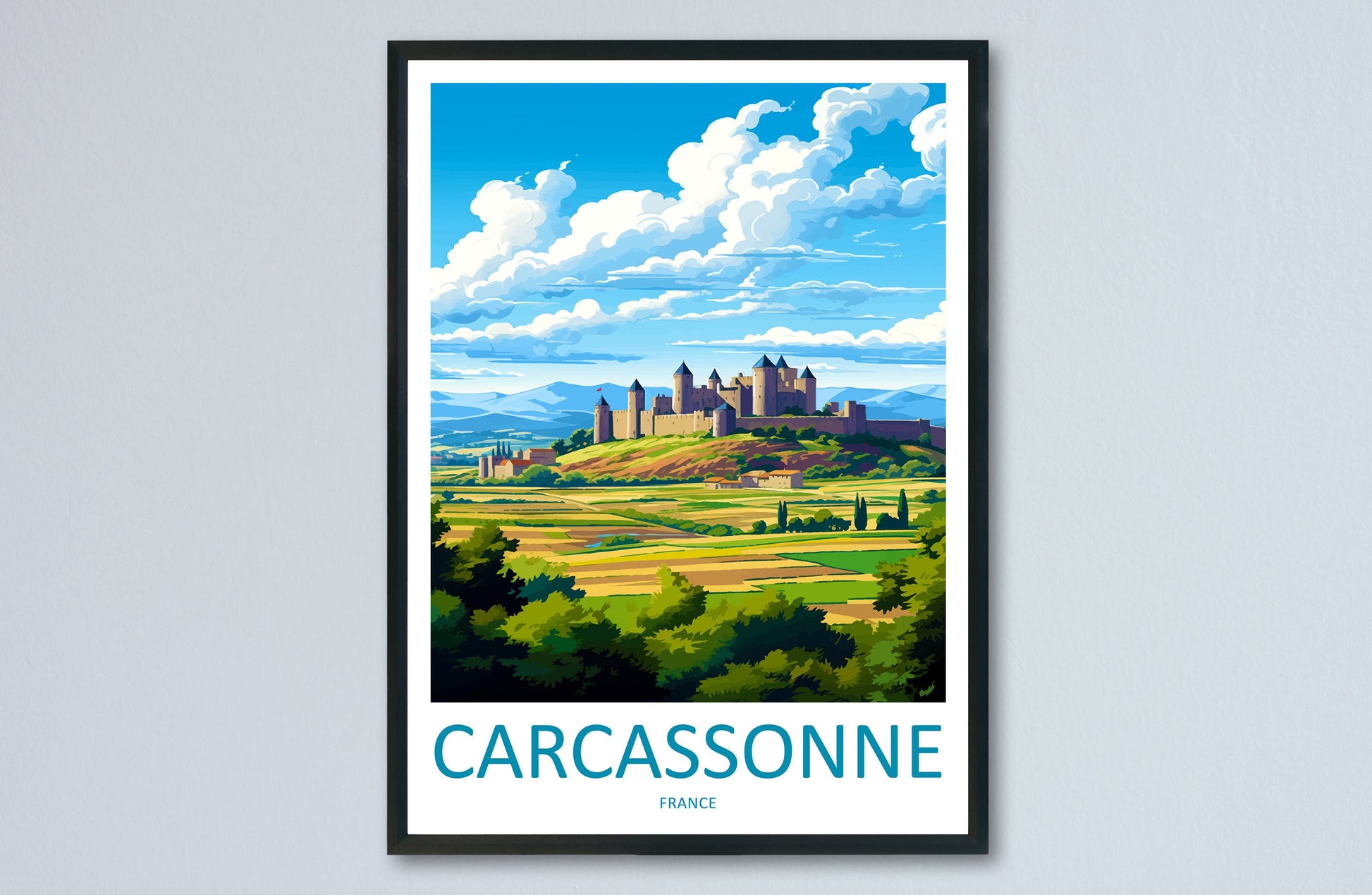 Carcassonne Travel Print Wall Art Carcassonne Wall Hanging Home Décor Carcassonne Gift Art Lovers France Art Lover Gift Carcassonne Poster
