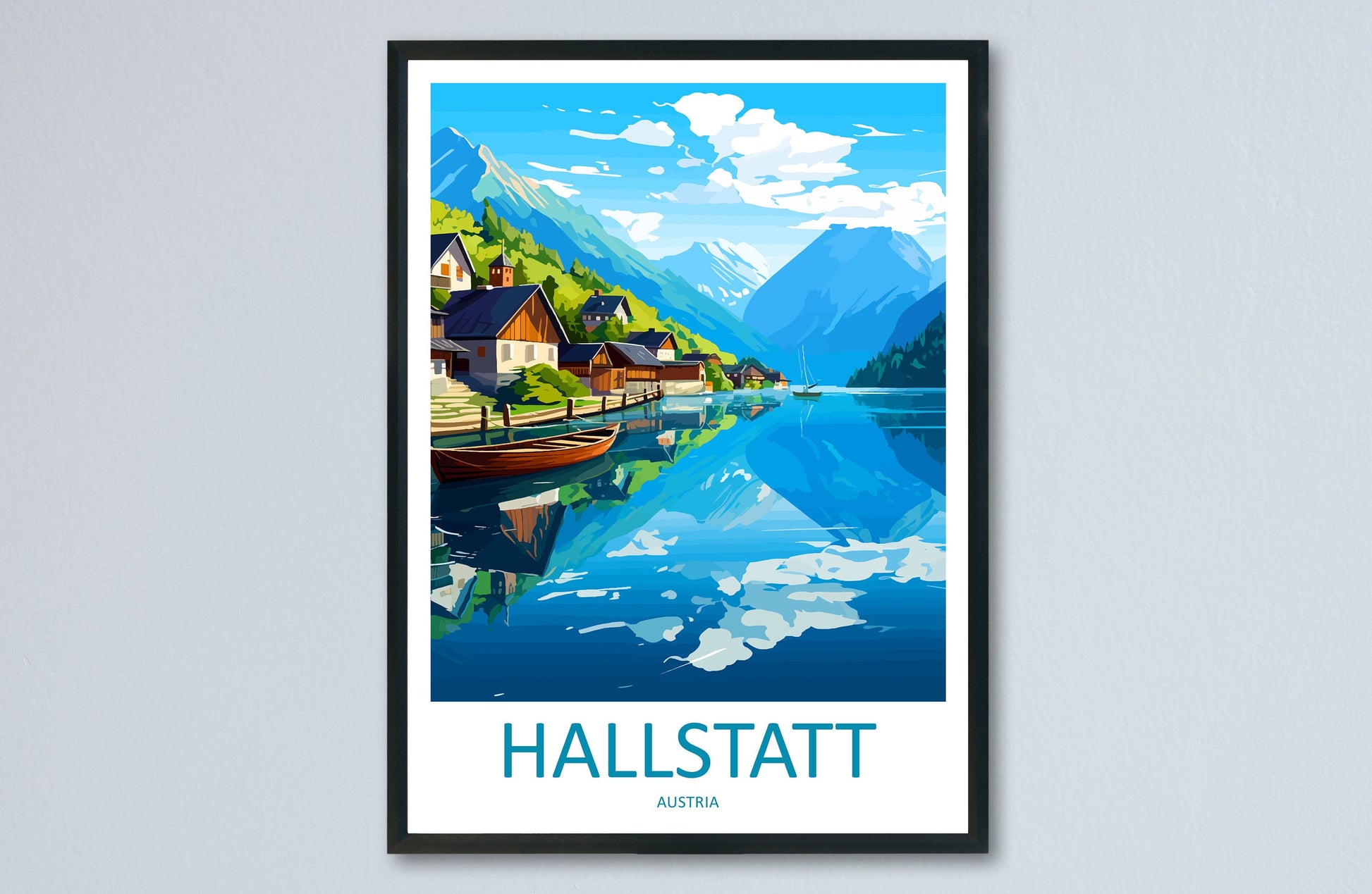 Hallstatt Lake Print Hallstatt Home Decor Art Print Austria Wall Art Alpine Mountain Gift Wall Hanging Hallstatt Scenery Poster Austria Art