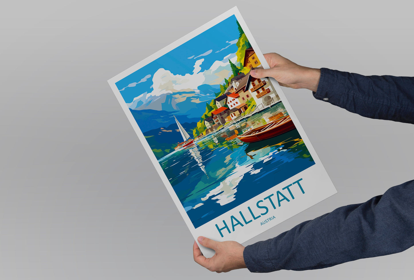 Hallstatt Lake Print Hallstatt Home Decor Art Print Austria Wall Art Alpine Mountain Gift Wall Hanging Hallstatt Scenery Poster Austria Art