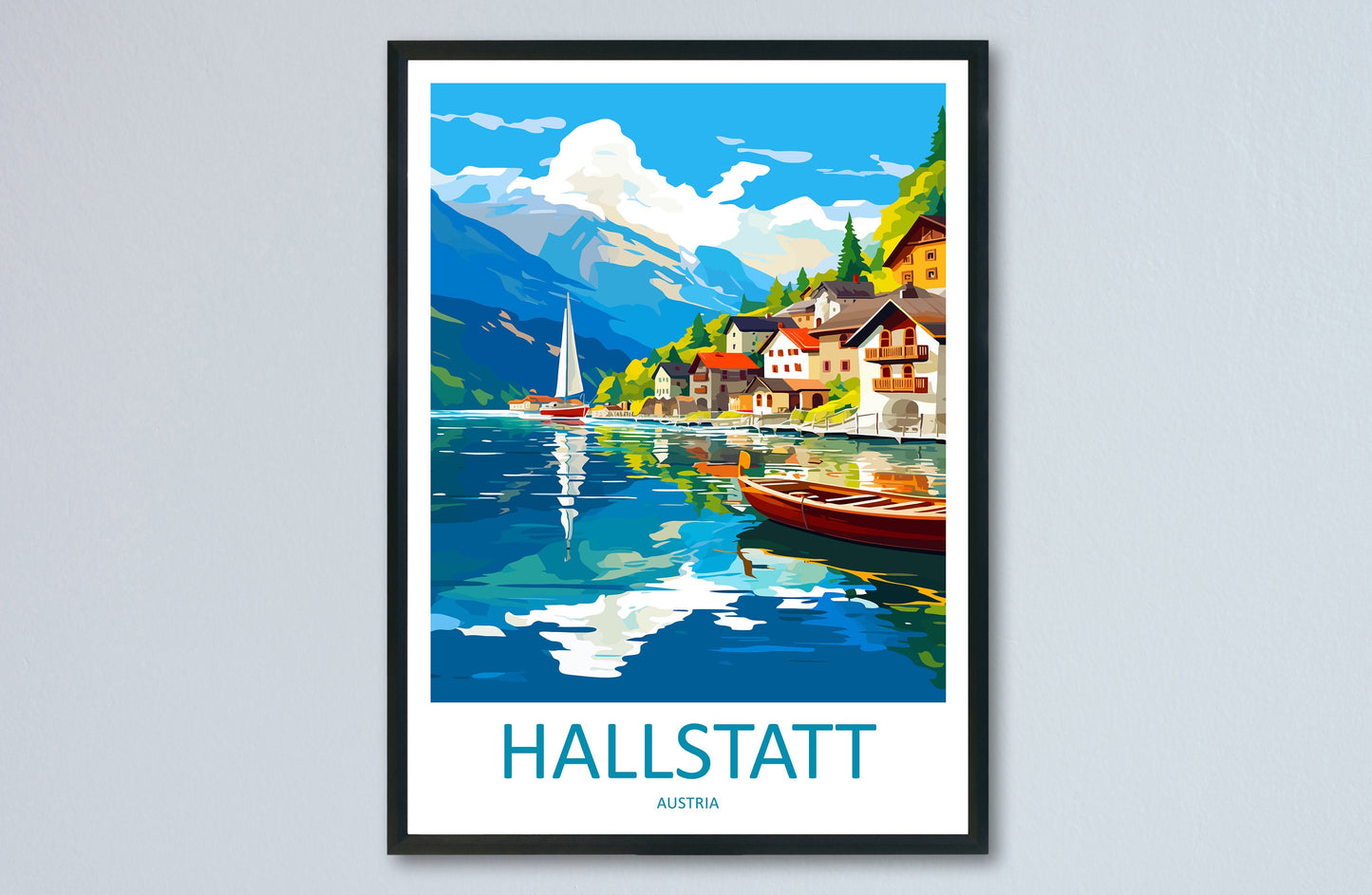 Hallstatt Lake Print Hallstatt Home Decor Art Print Austria Wall Art Alpine Mountain Gift Wall Hanging Hallstatt Scenery Poster Austria Art