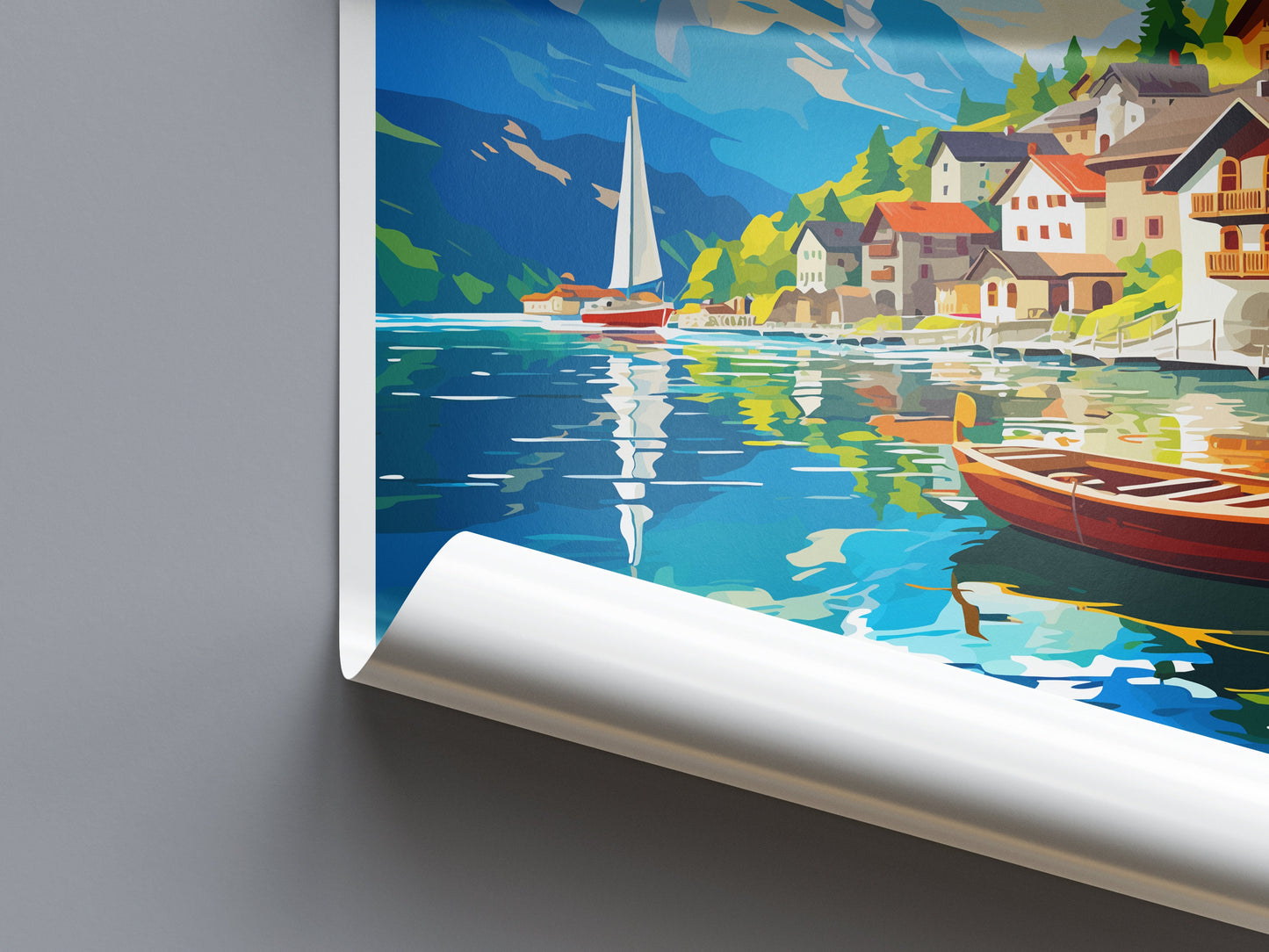 Hallstatt Lake Print Hallstatt Home Decor Art Print Austria Wall Art Alpine Mountain Gift Wall Hanging Hallstatt Scenery Poster Austria Art
