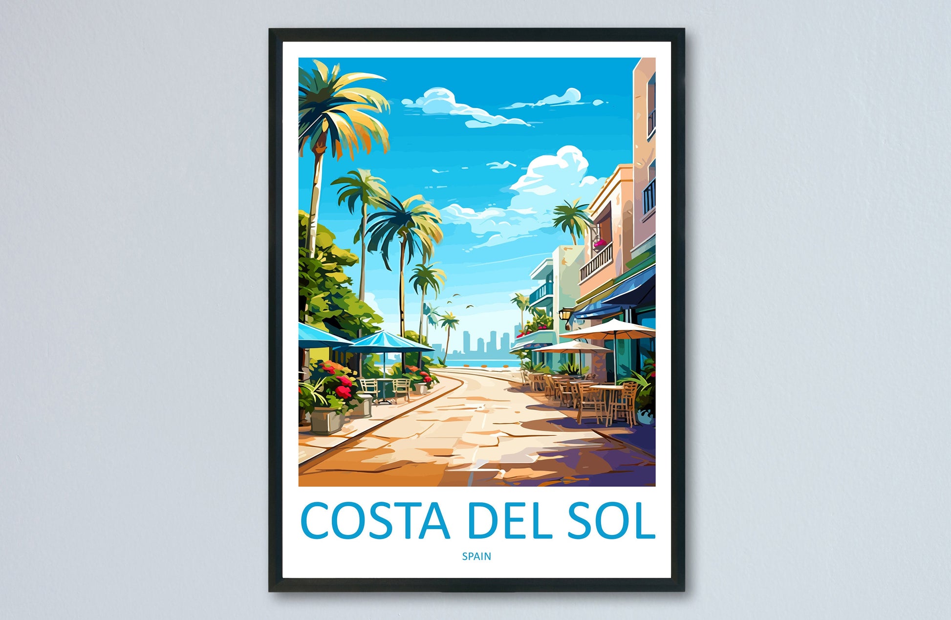 Costa Del Sol Travel Print Wall Art Costa Del Sol Wall Hanging Home Décor Costa Del Sol Gift Art Lovers Spain Art Lover Gift Art Print