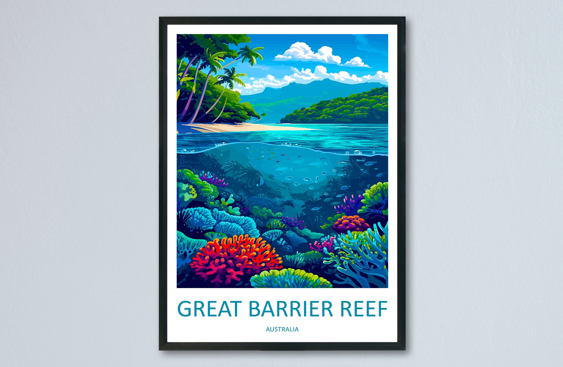 Great Barrier Reef Travel Print Wall Art Great Barrier Reef Wall Hanging Home Décor Great Barrier Reef Gift Art Lovers Wall Art Australia