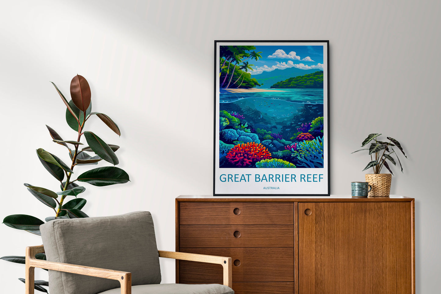 Great Barrier Reef Travel Print Wall Art Great Barrier Reef Wall Hanging Home Décor Great Barrier Reef Gift Art Lovers Wall Art Australia