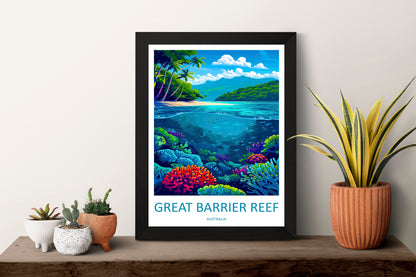 Great Barrier Reef Travel Print Wall Art Great Barrier Reef Wall Hanging Home Décor Great Barrier Reef Gift Art Lovers Wall Art Australia