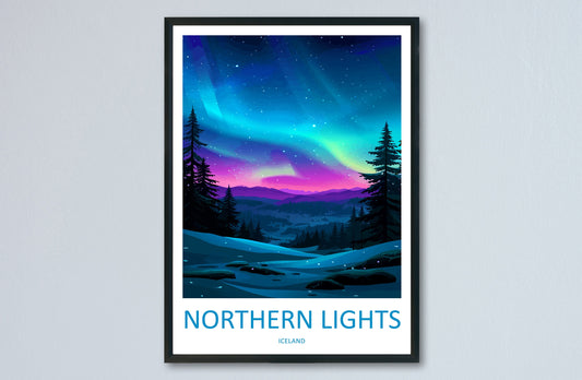 Northern Lights Travel Print Wall Art Aurora Borealis Wall Hanging Home Décor Aurora Borealis Gift Art Lovers Iceland Art Lover Gift Decor