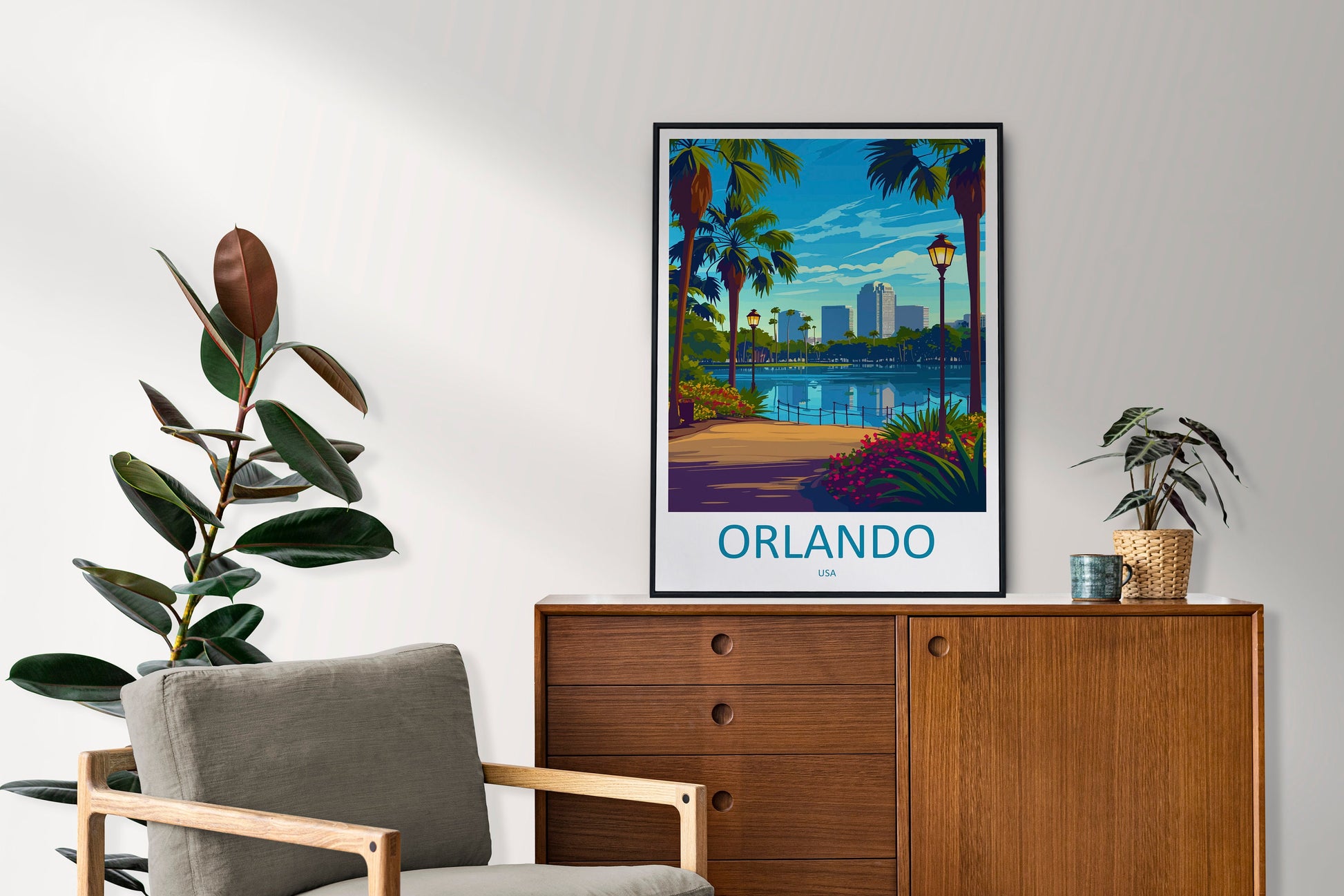 Orlando Travel Print Wall Art Orlando Wall Hanging Home Décor Orlando Gift Art Lovers Gift Beach Florida Orlando Print For Florida City