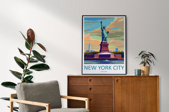 New York Travel Print Wall Art New York Wall Hanging Home Décor New York Gift Art Lovers New York State Art Gift Lover Statue Of Liberty