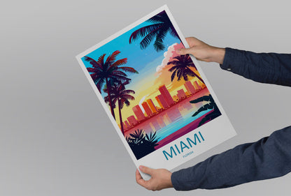 Miami Travel Print Wall Art Miami Wall Hanging Home Décor Miami Gift Art Lovers Florida Art Lover Gift Florida Print