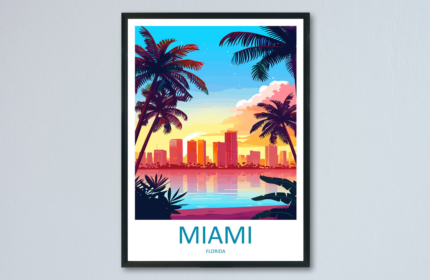 Miami Travel Print Wall Art Miami Wall Hanging Home Décor Miami Gift Art Lovers Florida Art Lover Gift Florida Print