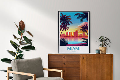 Miami Travel Print Wall Art Miami Wall Hanging Home Décor Miami Gift Art Lovers Florida Art Lover Gift Florida Print