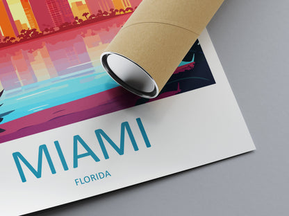 Miami Travel Print Wall Art Miami Wall Hanging Home Décor Miami Gift Art Lovers Florida Art Lover Gift Florida Print