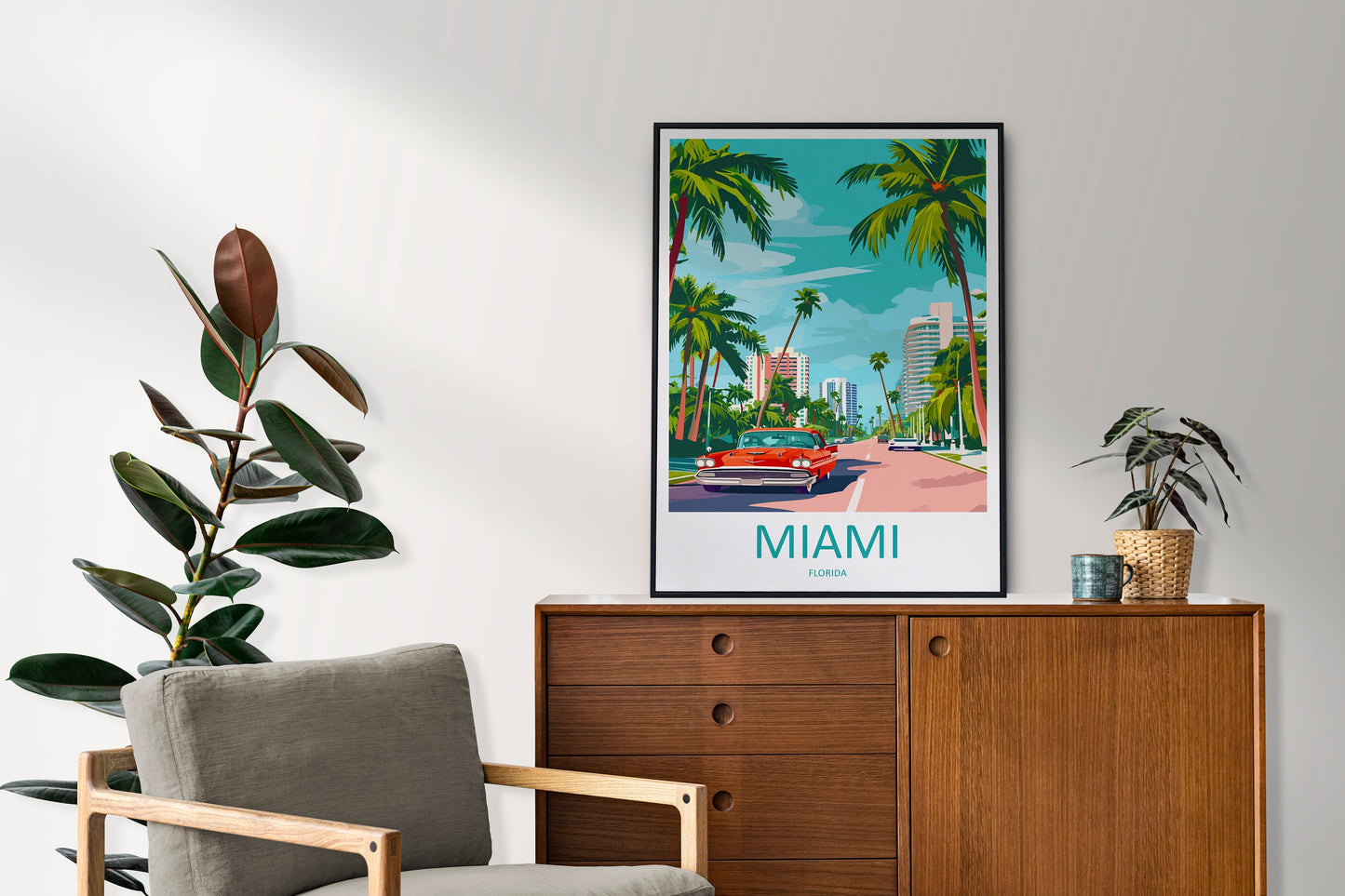 Miami Travel Print Wall Art Miami Wall Hanging Home Décor Miami Gift Art Lovers Florida Art Lover Gift Florida Print