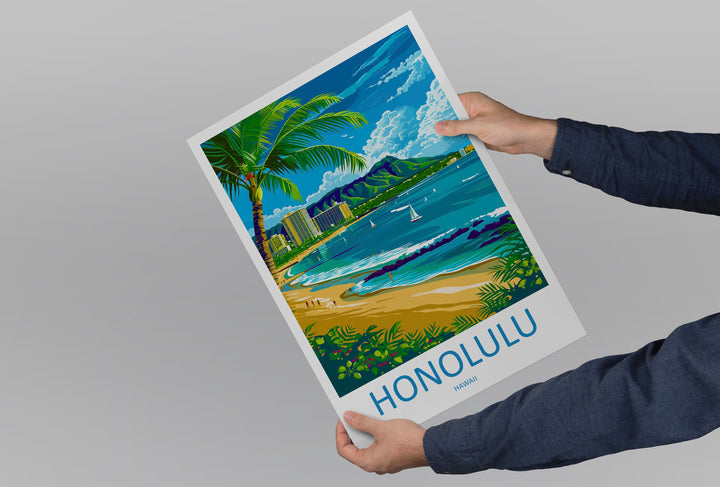 Honolulu Travel Print Wall Art Honolulu Wall Hanging Home Décor Honolulu Gift Art Lovers Hawaii Art Lover Gift Print Artwork