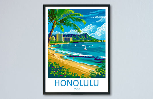 Honolulu Travel Print Wall Art Honolulu Wall Hanging Home Décor Honolulu Gift Art Lovers Hawaii Art Lover Gift Print Artwork