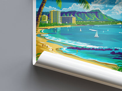 Honolulu Travel Print Wall Art Honolulu Wall Hanging Home Décor Honolulu Gift Art Lovers Hawaii Art Lover Gift Print Artwork