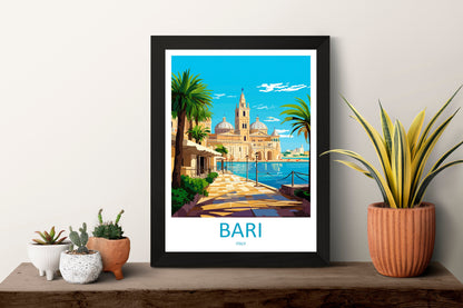 Bari Travel Print Wall Art Bari Italy Wall Hanging Home Decoration Bari Gift Art Lovers Wall Art Print Bari Italy