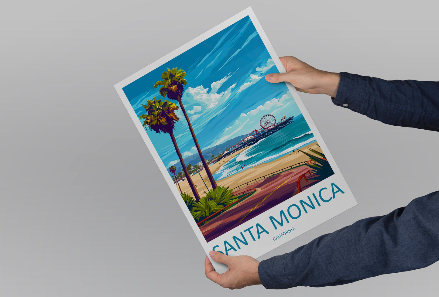 Santa Monica Travel Print Wall Art Santa Monica Wall Hanging Home Décor Santa Monica Gift Art Lovers California Art Lover Gift Santa Monica