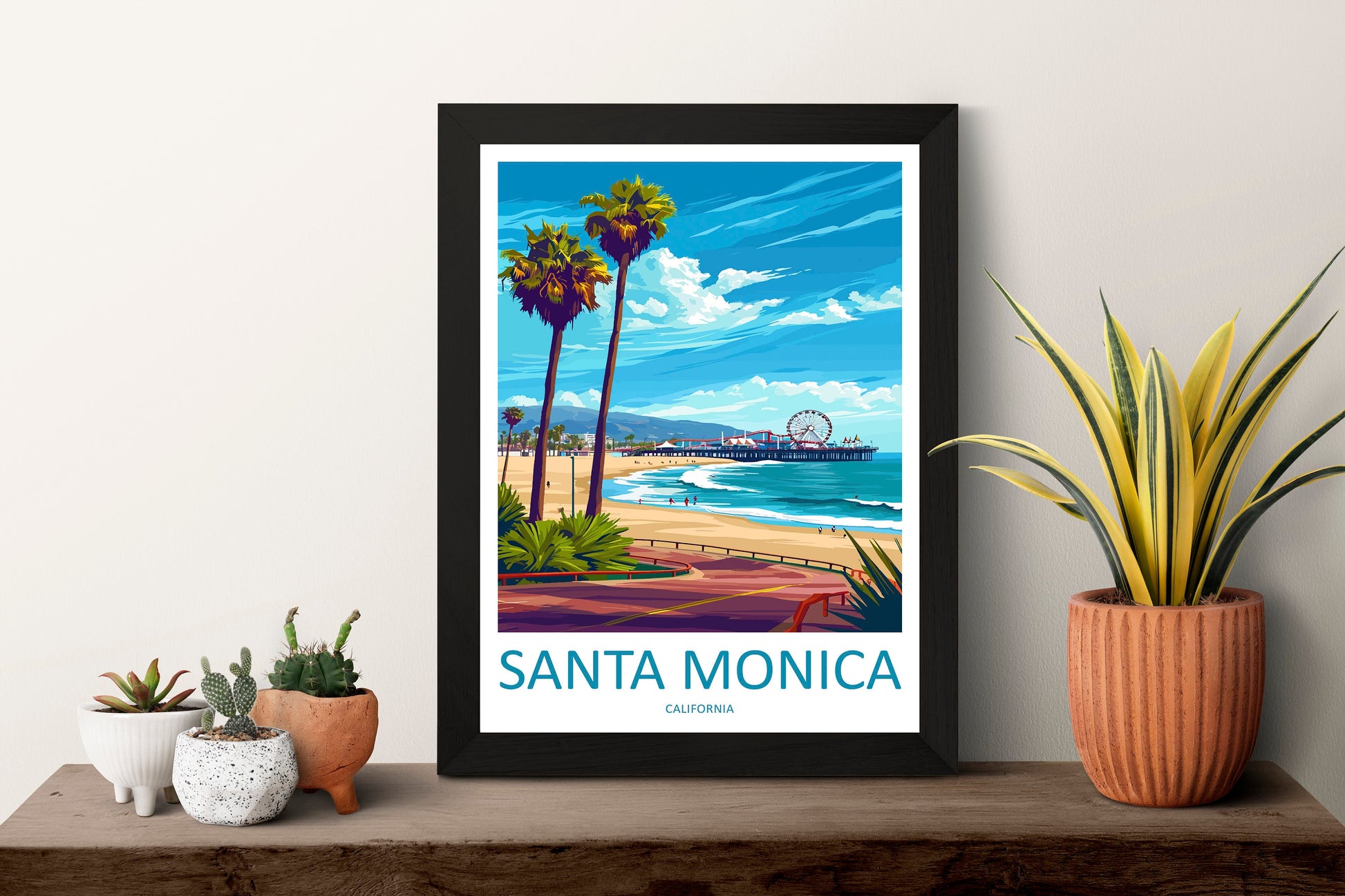 Santa Monica Travel Print Wall Art Santa Monica Wall Hanging Home Décor Santa Monica Gift Art Lovers California Art Lover Gift Santa Monica