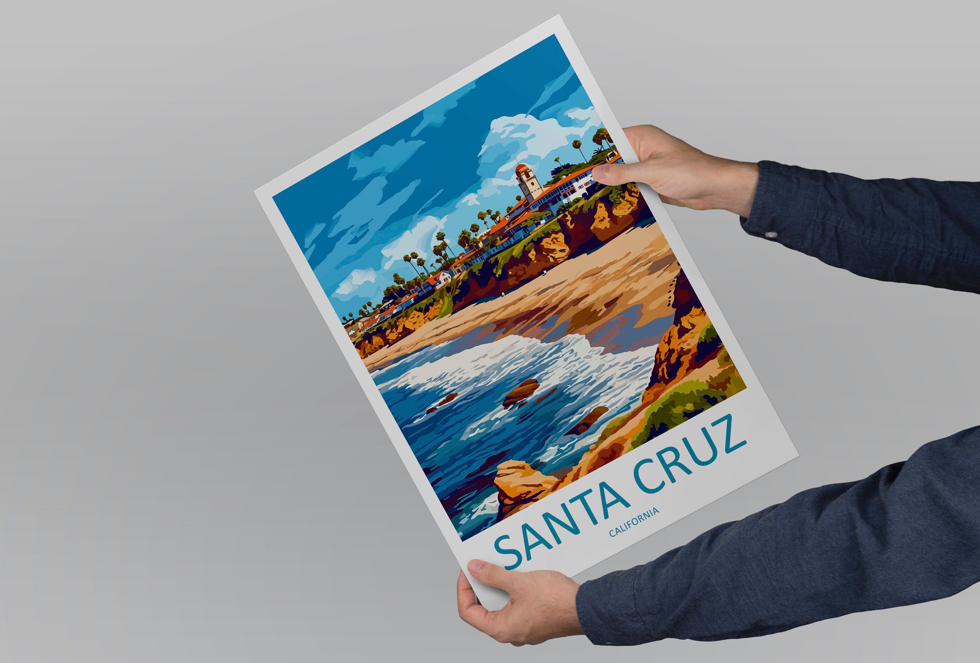 Santa Cruz Travel Print Wall Art Santa Cruz Wall Hanging Home Décor Santa Cruz Gift Art Lovers California Art Lover Gift Santa Cruz Poster