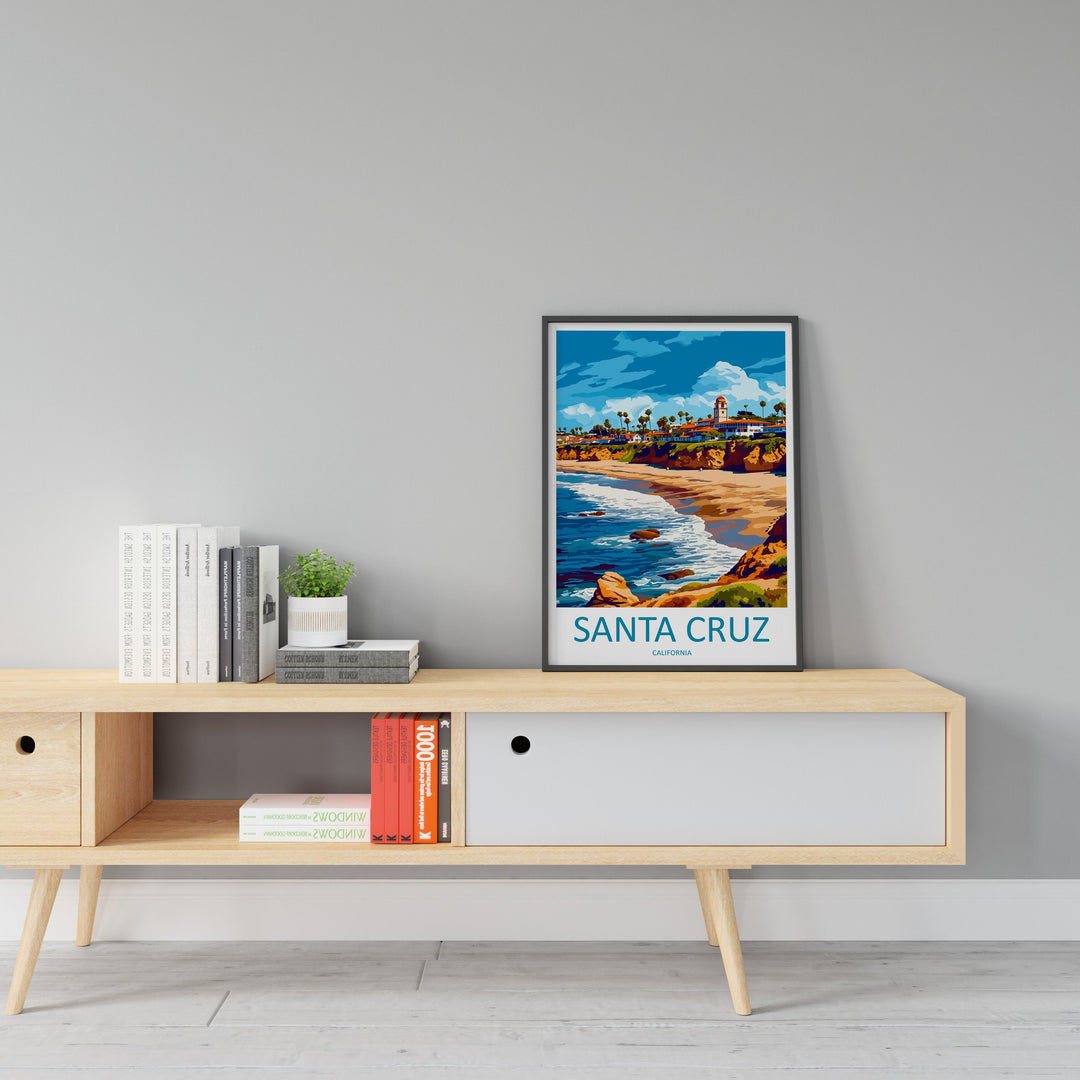 Santa Cruz Travel Print Wall Art Santa Cruz Wall Hanging Home Décor Santa Cruz Gift Art Lovers California Art Lover Gift Santa Cruz Poster