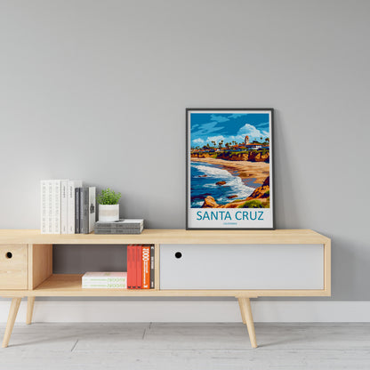 Santa Cruz Travel Print Wall Art Santa Cruz Wall Hanging Home Décor Santa Cruz Gift Art Lovers California Art Lover Gift Santa Cruz Poster