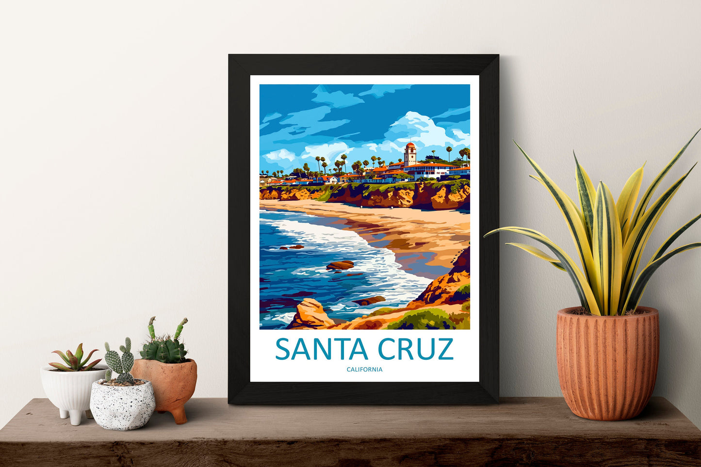 Santa Cruz Travel Print Wall Art Santa Cruz Wall Hanging Home Décor Santa Cruz Gift Art Lovers California Art Lover Gift Santa Cruz Poster