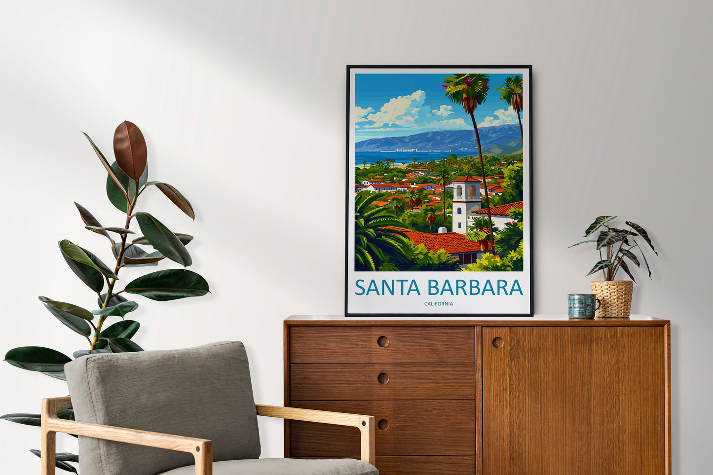 Santa Barbara Travel Print Wall Art Santa Barbara Wall Hanging Home Décor Santa Barbara Gift Art Lovers California Art Lover Gift