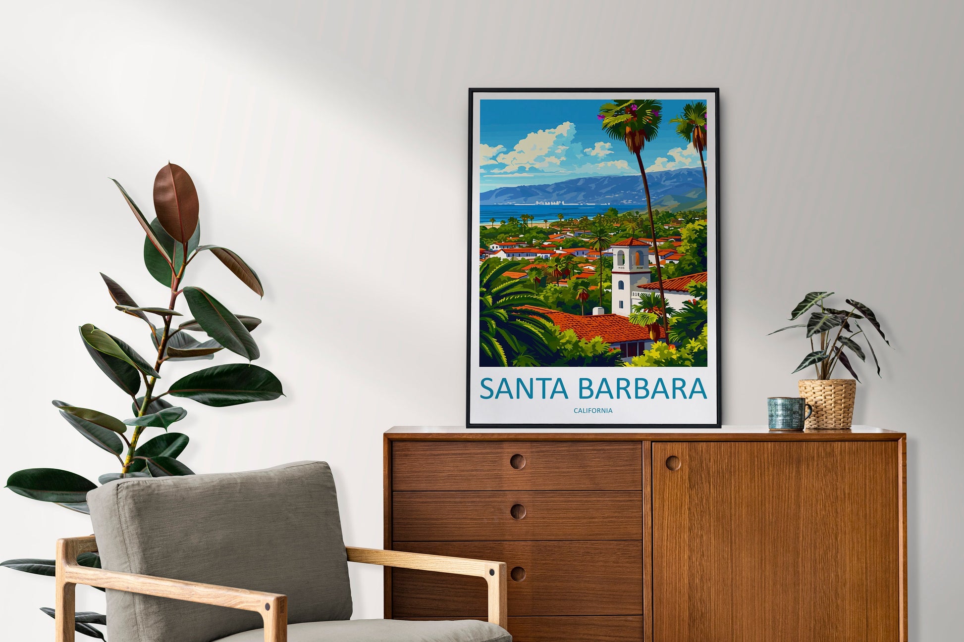 Santa Barbara Travel Print Wall Art Santa Barbara Wall Hanging Home Décor Santa Barbara Gift Art Lovers California Art Lover Gift