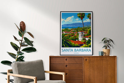 Santa Barbara Travel Print Wall Art Santa Barbara Wall Hanging Home Décor Santa Barbara Gift Art Lovers California Art Lover Gift