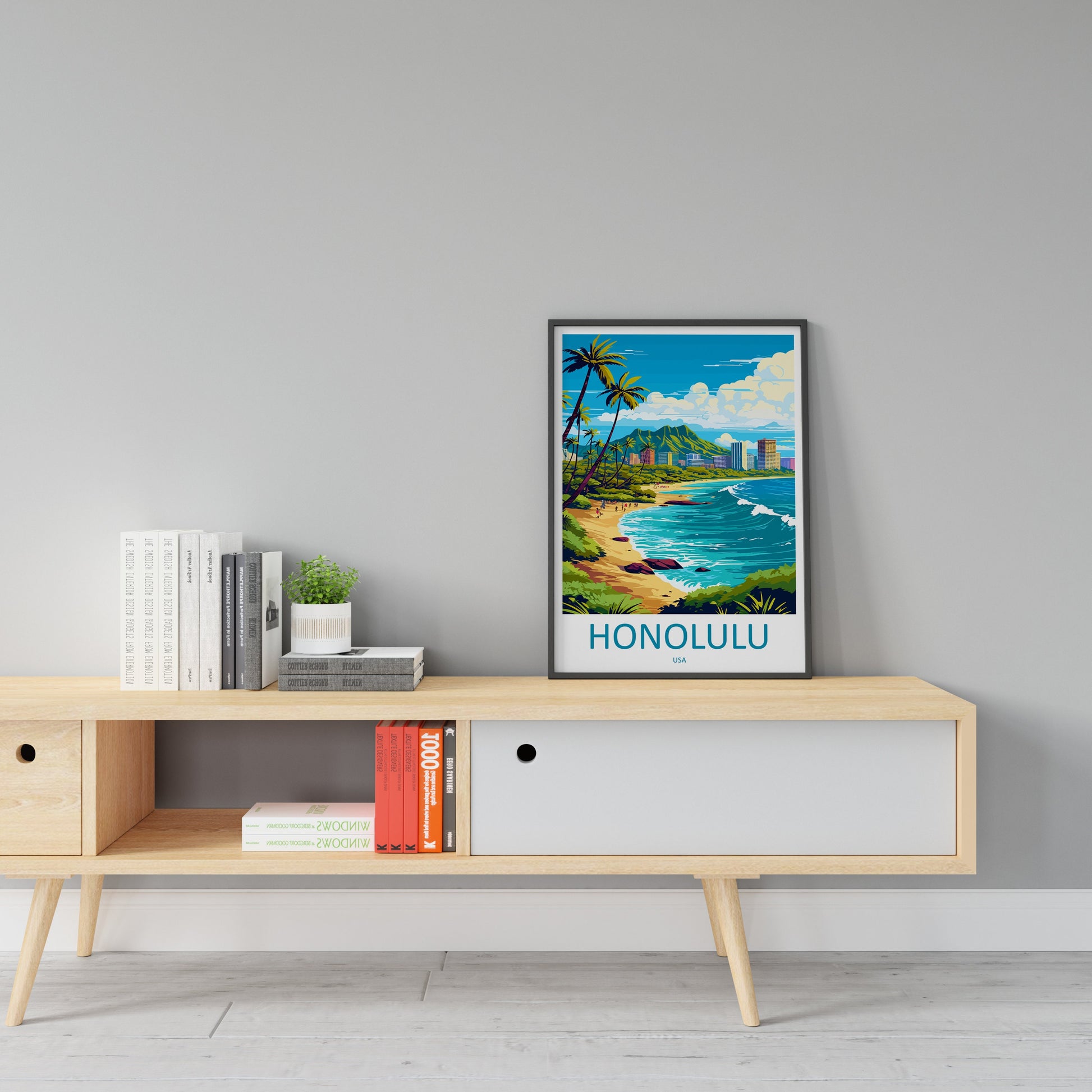 Honolulu Travel Print Wall Art Honolulu Wall Hanging Home Décor Honolulu Gift Art Lovers Hawaii Art Lover Gift Print Artwork
