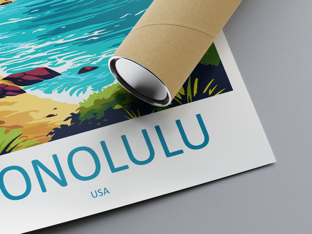 Honolulu Travel Print Wall Art Honolulu Wall Hanging Home Décor Honolulu Gift Art Lovers Hawaii Art Lover Gift Print Artwork