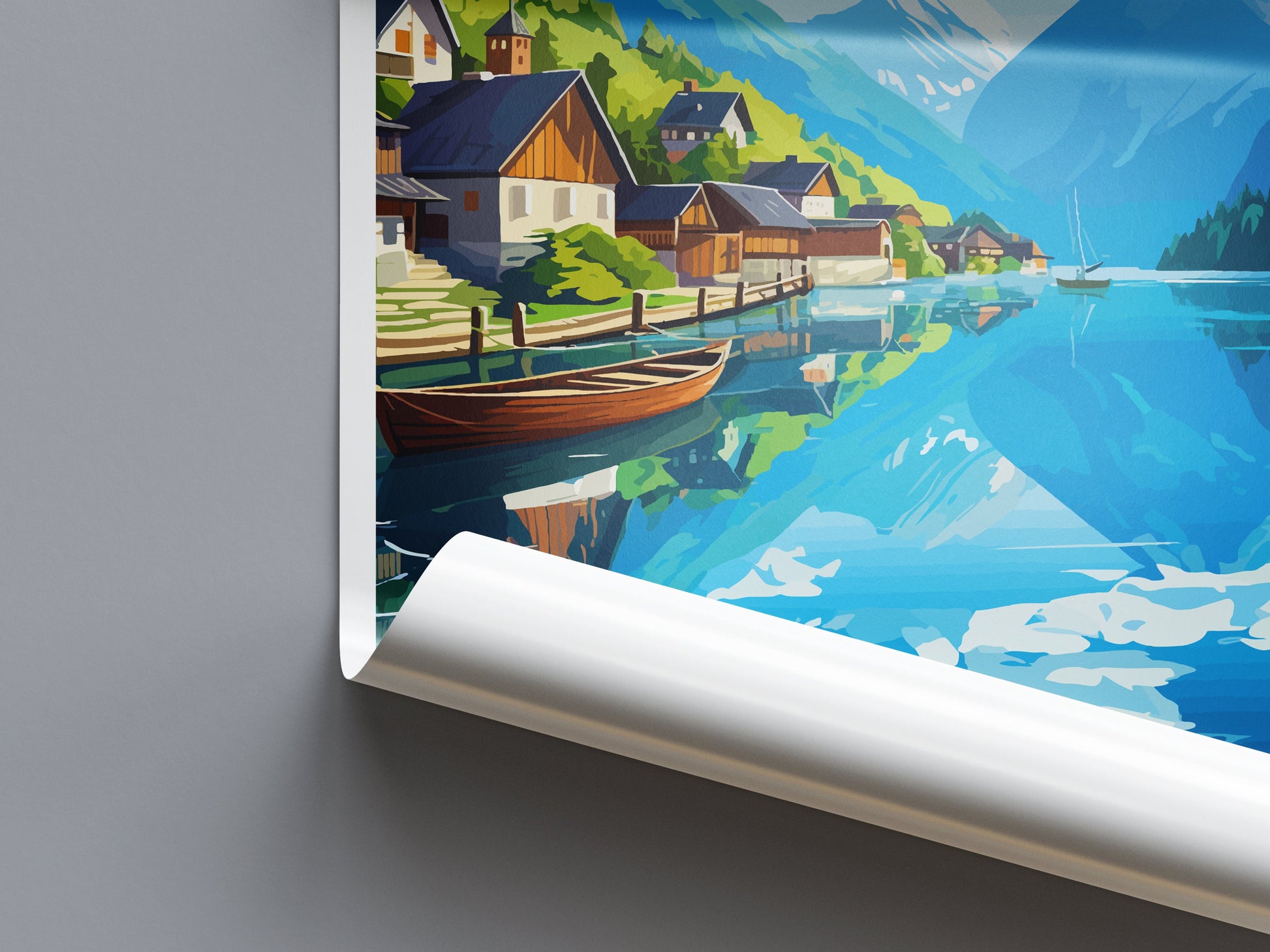 Hallstatt Lake Print Hallstatt Home Decor Art Print Austria Wall Art Alpine Mountain Gift Wall Hanging Hallstatt Scenery Poster Austria Art