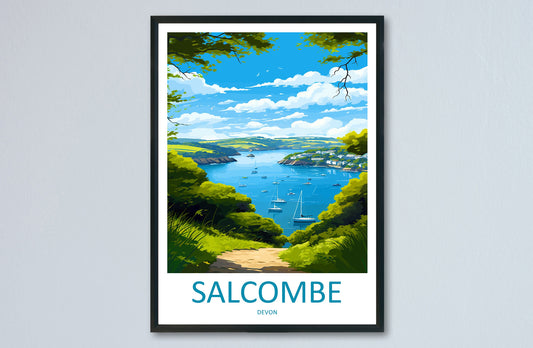 Salcombe Travel Print Wall Art Salcombe Wall Hanging Home Décor Salcombe Gift Art Lovers England Art Lover Gift Salcombe Art Poster